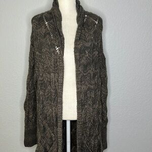 Hinge Long Cardigan Gray Brown M/L